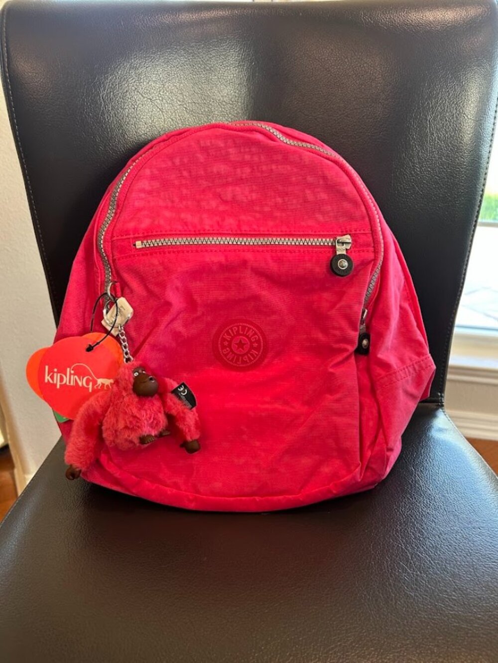 NWT Kipling Seoul Small Tablet Backpack Rose Pink Floral Keychain